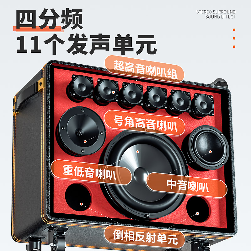 户外移动广场舞音响带显示屏卡拉OK重低音家用KTV一体机唱K歌音箱