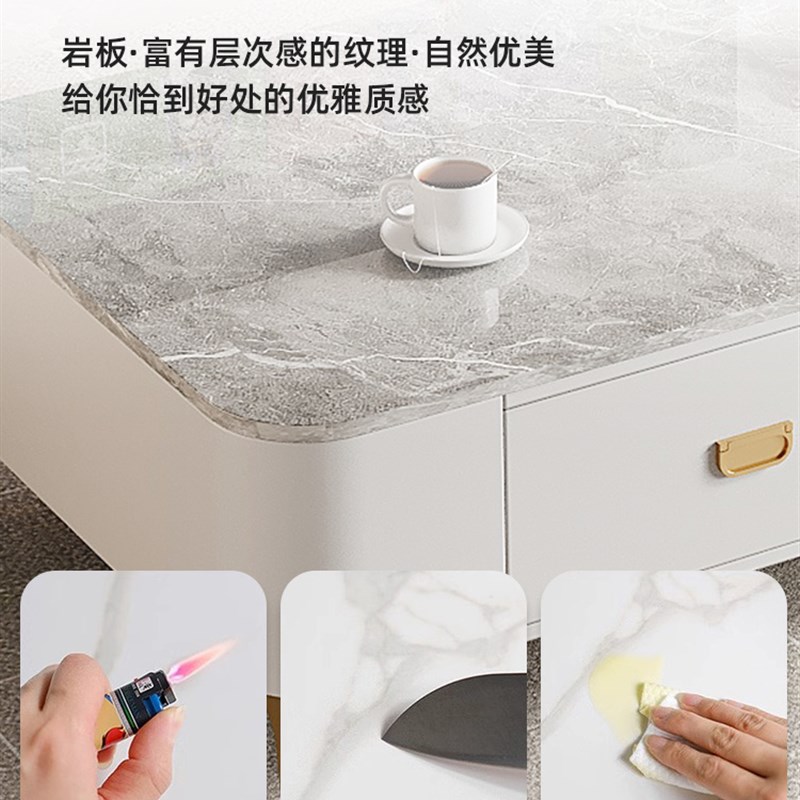 电视柜小户型客厅家用茶台现代轻奢高级感岩板茶几电视机柜组合