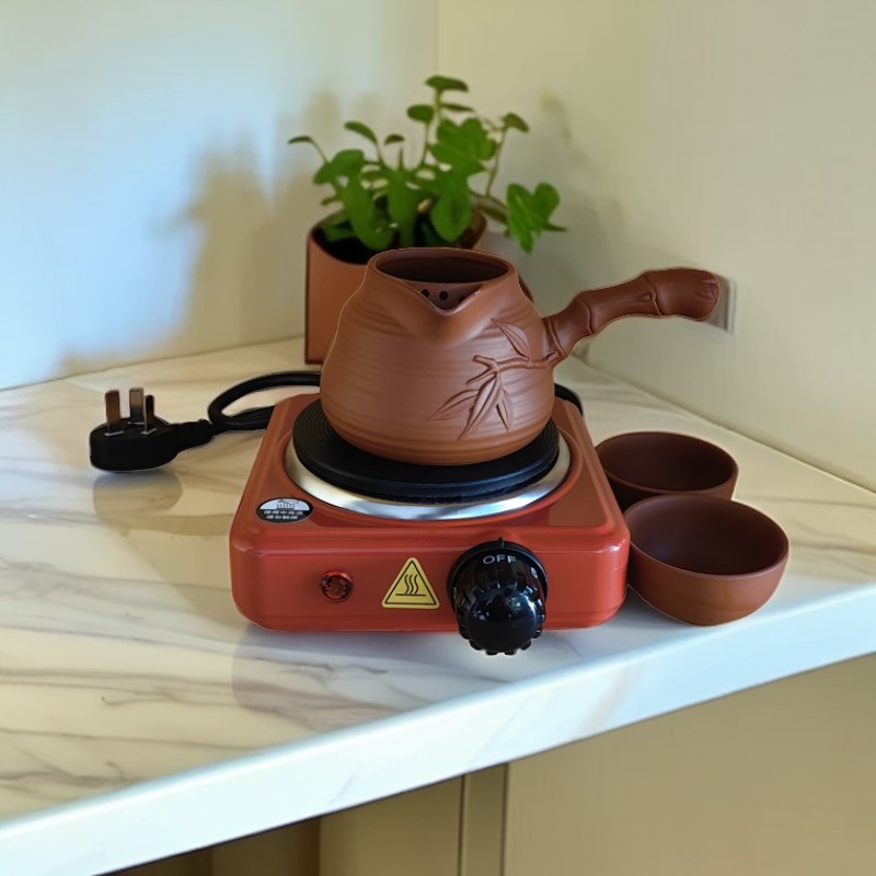 甘肃罐罐茶炉西和煮茶罐红泥紫砂罐子电炉子电陶炉熬茶器家用套装