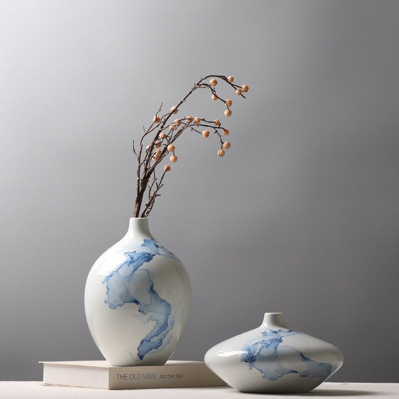 新中式陶瓷花瓶 l创意贴花工艺品 客厅样板房插花装饰品小口瓶摆,特色手工艺,其他特色工艺品,淘宝优惠券,粉丝福利购,淘宝优惠卷