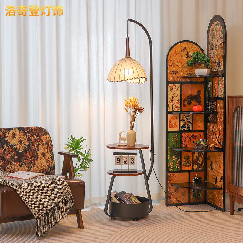 复古客厅落地g灯氛围沙发边角创意茶几置物功能卧室床头钓鱼台灯,家装灯饰光源,置物功能落地灯,淘宝优惠券,粉丝福利购,淘宝优惠卷