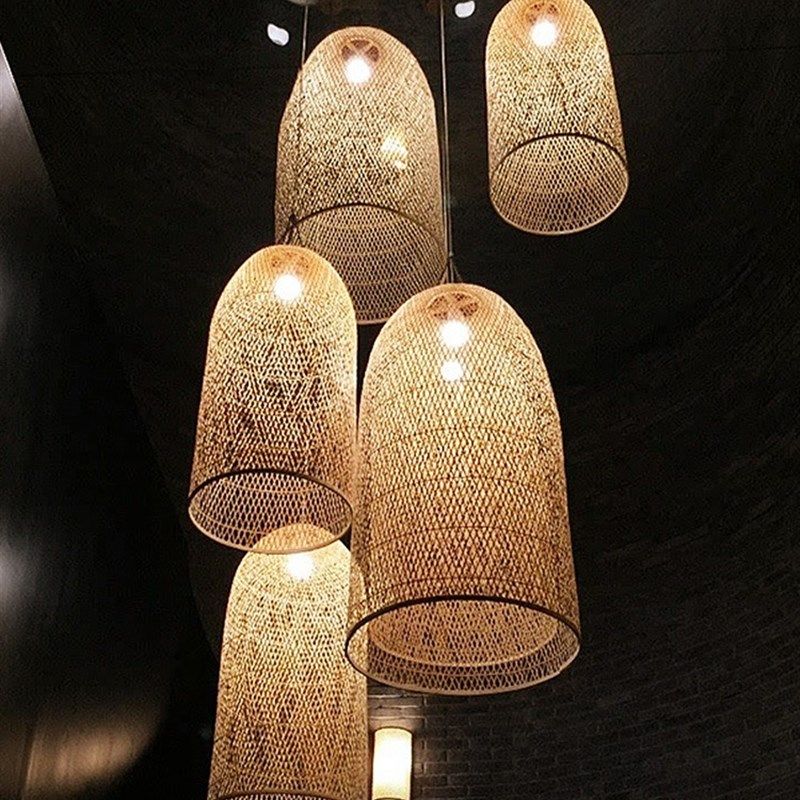 禅意竹编吊灯新中式灯笼酒店中国风F餐厅饭店竹艺复式楼梯长吊灯,家装灯饰光源,客厅吊灯,淘宝优惠券,粉丝福利购,淘宝优惠卷