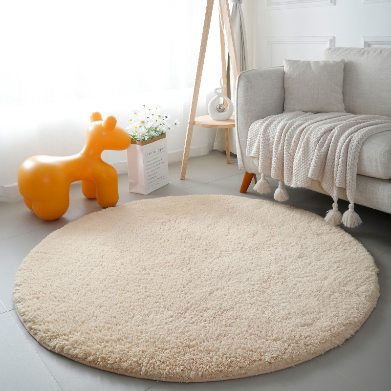 加厚羊羔绒圆形地毯化妆椅梳妆台椅子垫家用少女卧室吊Z篮吊椅垫