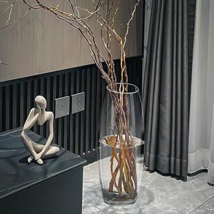 落地玻璃花瓶木吊专用透明龙高款醉长枝高马大号柳钟插花特大号超