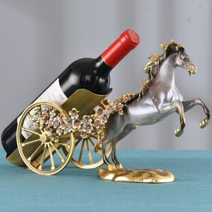 高端马到成功红酒架摆件架装饰黄铜酒柜餐边柜现代简约葡萄酒瓶