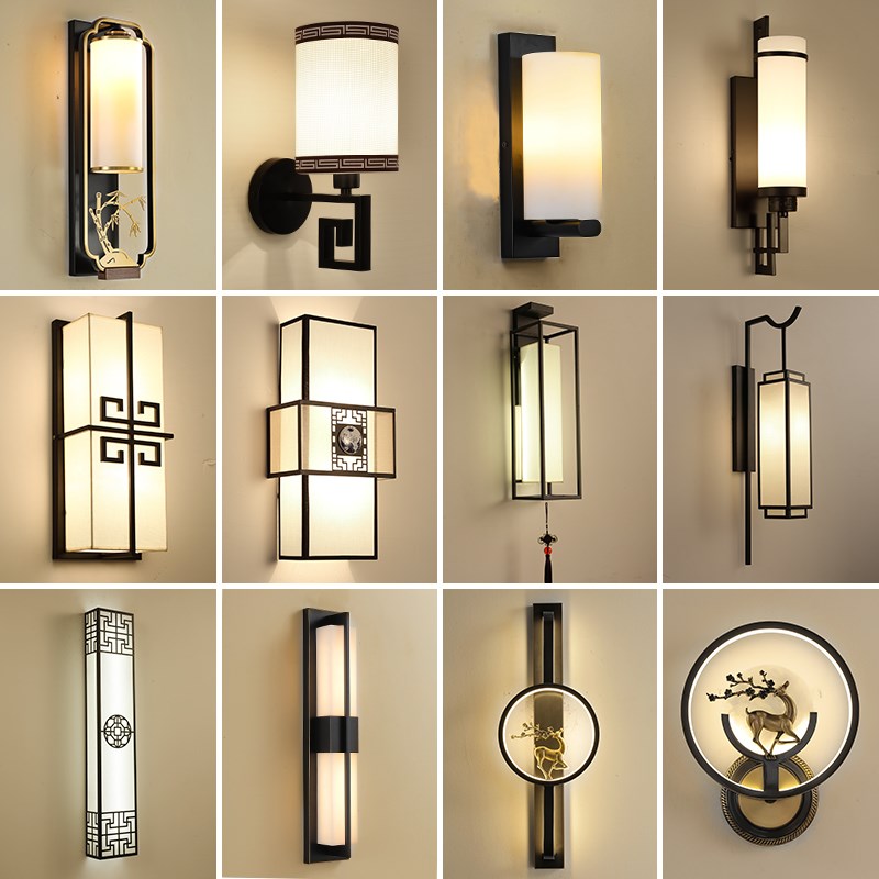 新中式壁灯客厅电视背景墙u卧室床头灯楼梯禅意中国风墙壁酒店灯