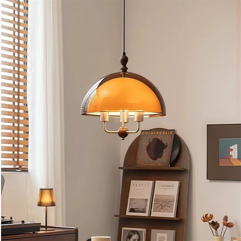 法式中古风d摇臂饭厅吊灯高级感落日氛围感覆古可位移餐桌吊灯