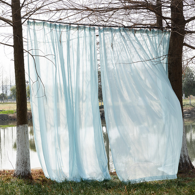 法式窗帘纱帘轻奢高档纱帘高级感阳台客厅飘窗浅蓝梦幻帘2.023新