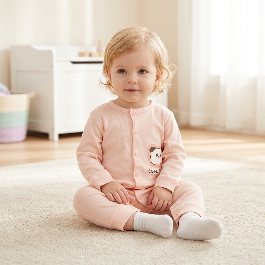 小猪大卫婴幼儿对开连体衣秋纯棉新生儿连身衣长袖V领哈衣爬爬服