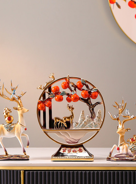 新中式事事如意i鹿摆件客厅玄关电视柜酒柜装O饰品新居乔迁之喜礼