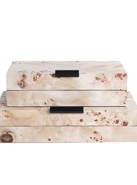 新中式轻奢高档木皮收纳盒首饰y样板间酒店卧室家居衣帽间桌面摆