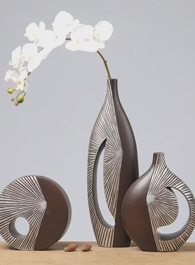 轻奢高档干花花瓶摆件艺术高级现代客厅电K视柜玄关装饰品一件代