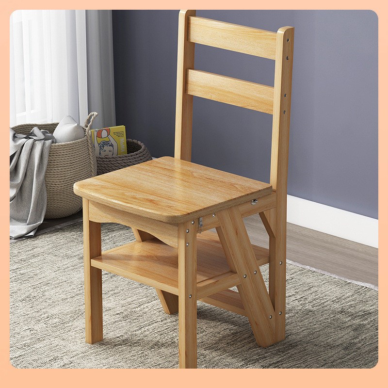 家用多功能梯子凳折叠o楼梯椅子室内两用踏步凳子变梯子实木登高