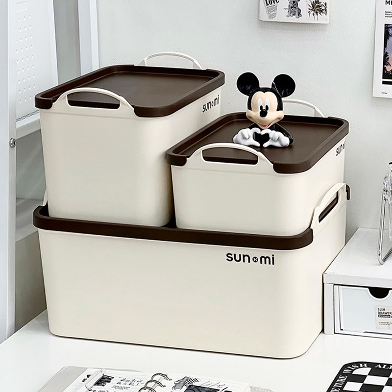 桌面书本收纳盒防尘m大容量书桌上文具整理盒学生宿舍多功能置物