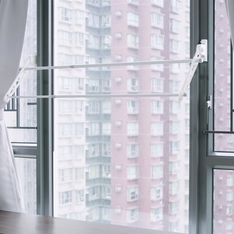 天上野阳台伸缩晾衣架 窗外户外推拉H式晒衣架 可折叠室外晾衣杆