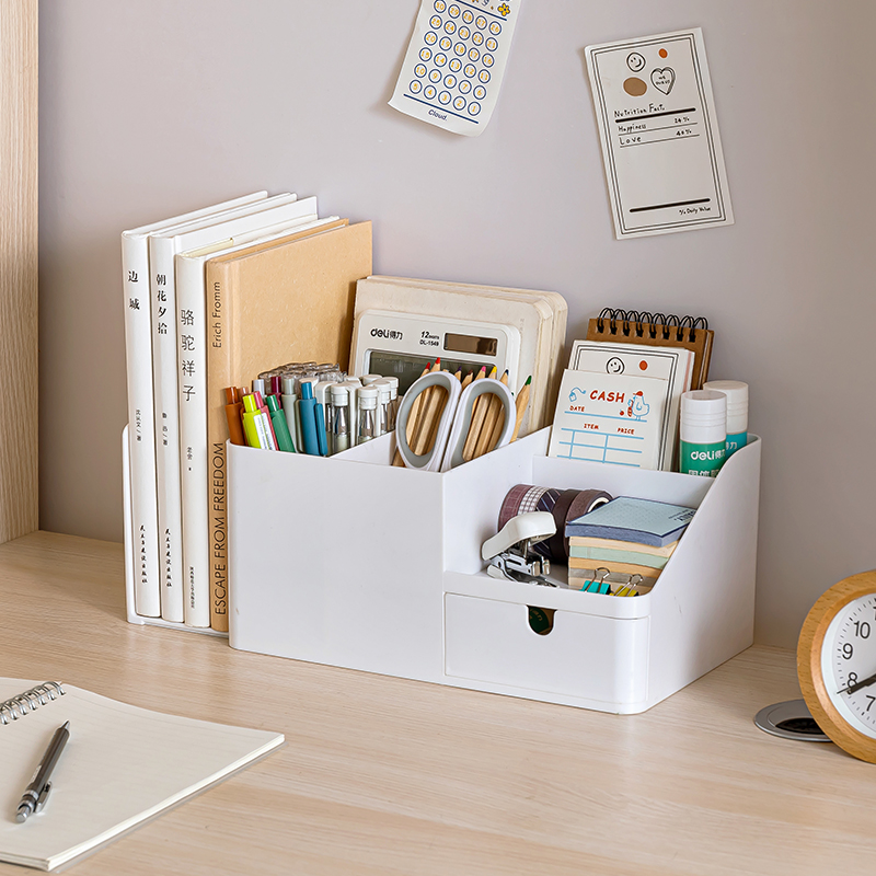 桌面收纳盒学生宿舍书桌抽屉式文具整理神器笔筒办公X室置物架好