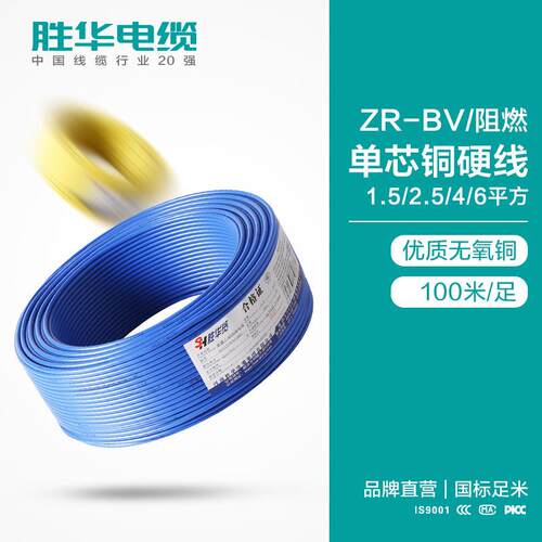 胜华阻燃电线ZR-BV/1.5/2.5/4/6平方单芯铜电线单股铜塑生产