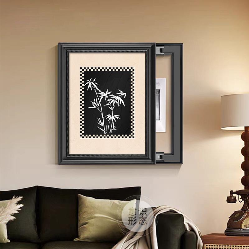 法式复古电表箱装饰画2024新款配电箱遮挡竖款弱电源多媒体盒挂画