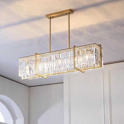 Crystallight北欧现代轻奢水晶全铜吊灯餐厅吧台长方形茶台客厅