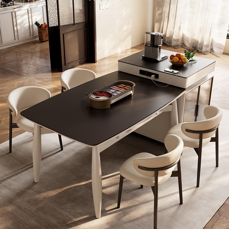 岩板岛台餐桌一体家用可伸缩小户型导台加餐桌可变圆桌餐厅中岛台