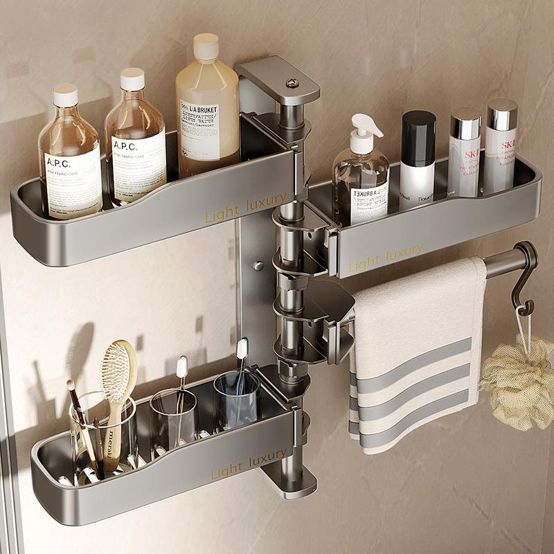 旋转卫生间置物架浴室架子免打孔厕所洗漱台三角壁挂洗澡墙上收纳