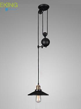 loft美式复古创意工业风餐厅吧台玄关过道内贴镜片伸缩吊灯单头