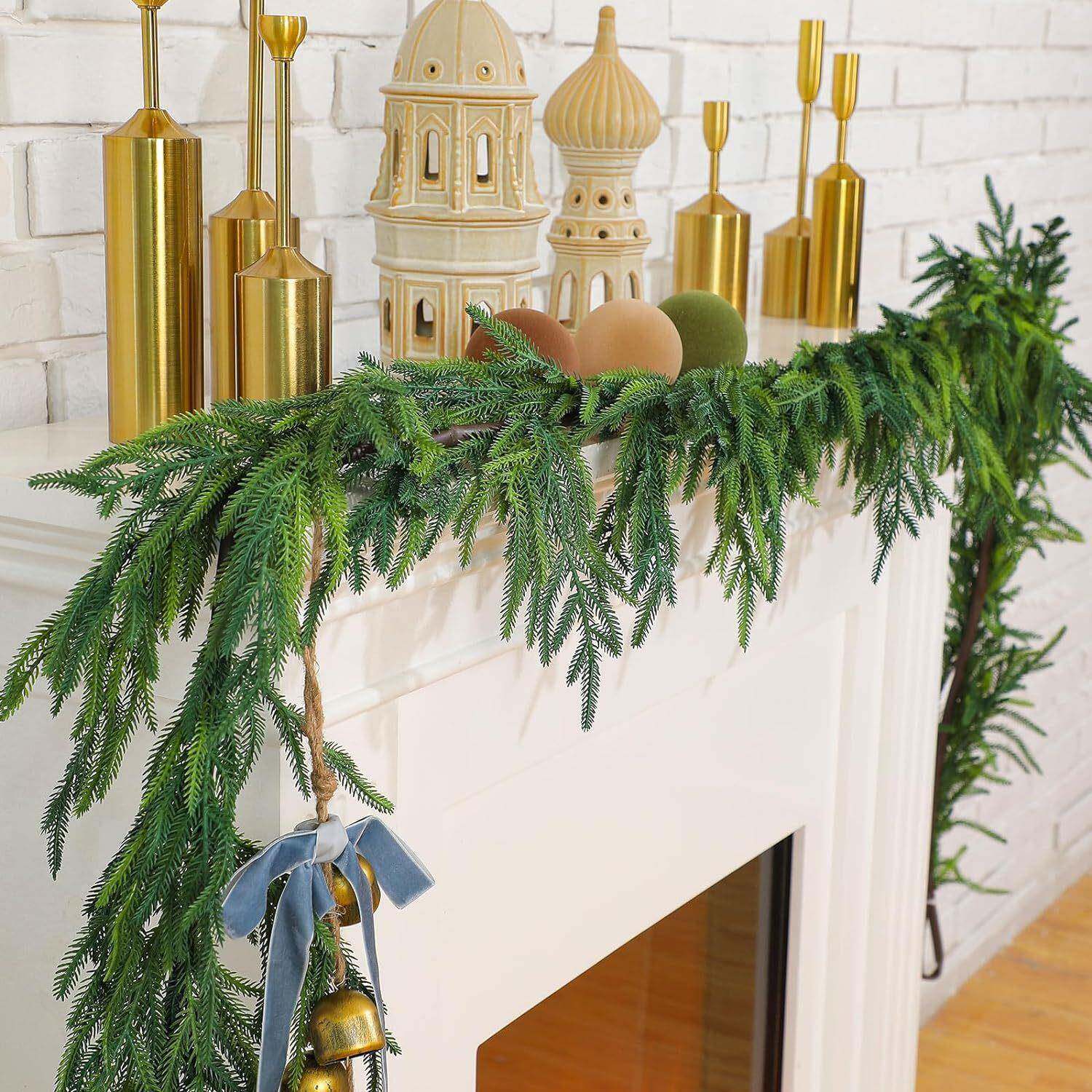 爆款诺福克藤条PE绿色软胶松针松柏藤条1.8m圣诞节装饰