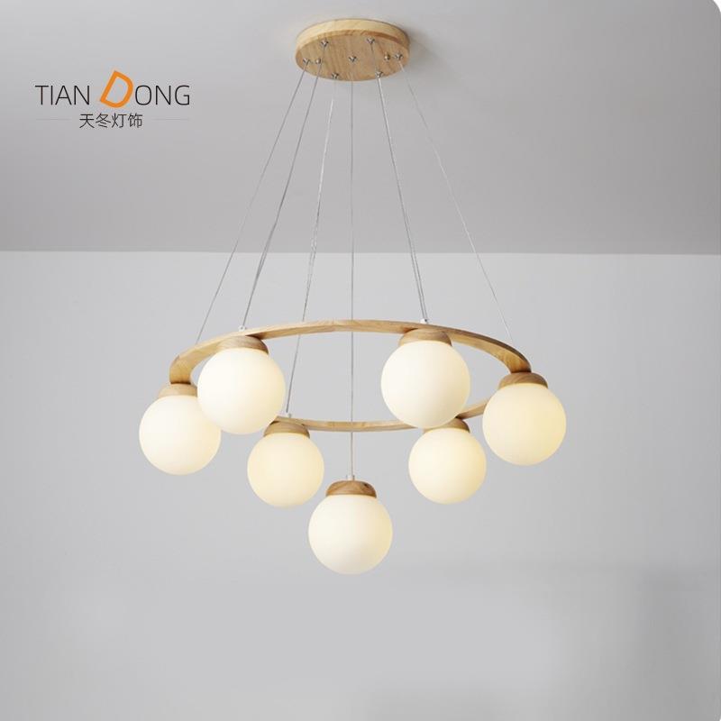 2023年新款诧寂风客厅吊灯现代简约原木奶油主卧室餐厅网红书房灯