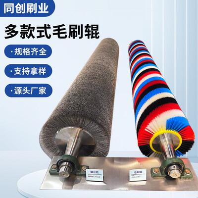 毛刷辊除锈抛光打磨清洗除尘机械缠绕式毛刷多规格滚筒