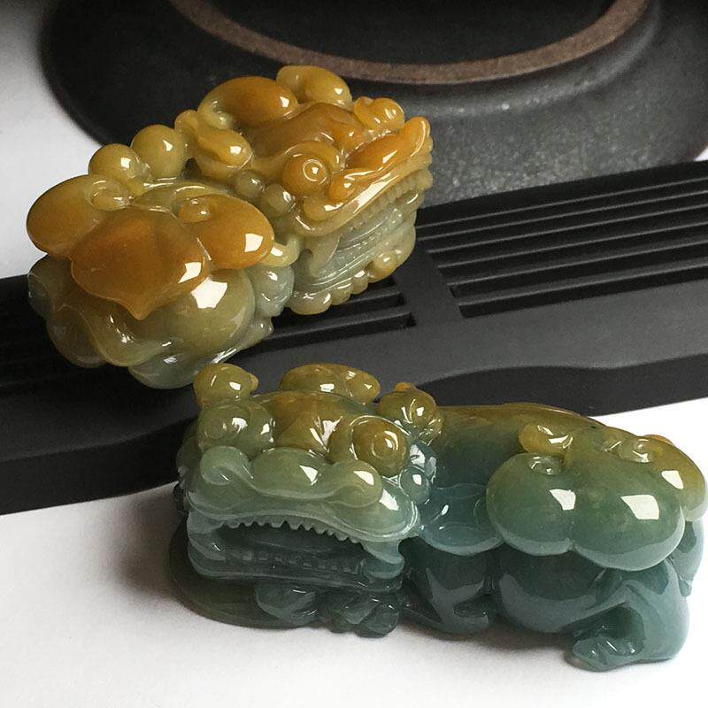 傅小姐翡翠霸王貔貅，黄翡，种老水润，颜色靓
