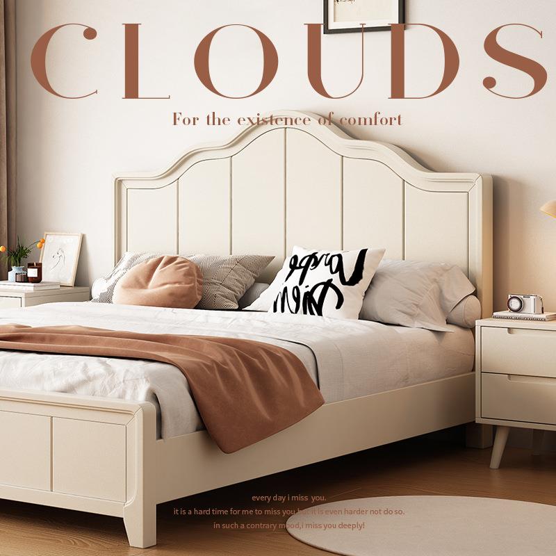 北欧白色全实木床奶油风格储物现代简约婚床双人床主卧公主轻奢床