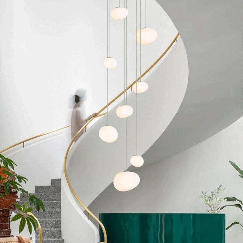 意大利创意鹅卵石吊灯LOFT挑高客厅复式楼梯床头餐厅吧台鹅蛋灯具