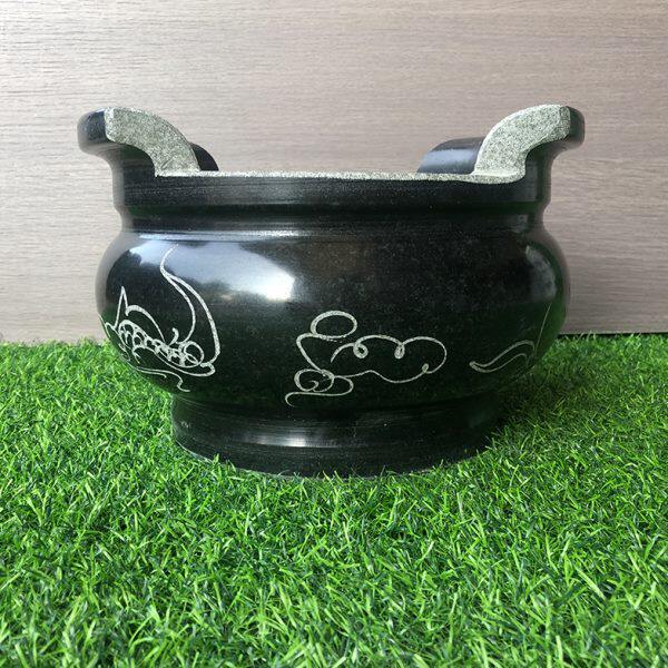 惠安石雕石头圆香炉寺庙祠堂户外供奉祭祀龙凤图案花瓶烛台摆件