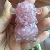 好记水晶滴胶碎石财神摆件紫水晶黄水晶太阳石红兔毛粉晶高5.7cm