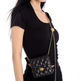 时尚小香风口红腰包潮流街拍小金球金属配件腰链装饰腰包一件代发