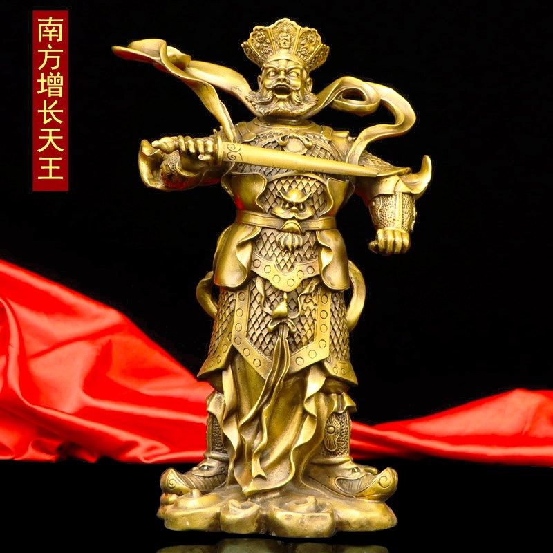 黄铜四大天王佛像摆件四大金刚持国广目增长多闻天王护法神像一套