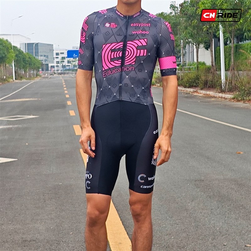 2025新款EF英孚黑色车迷版环法公路自行车队短袖竞技连体骑行服