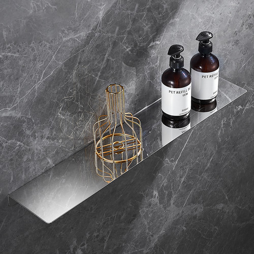 浴室淋浴房置物架304不锈钢卫生间收纳架镜前一字搁板免打孔