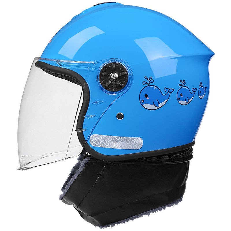 新国标儿童头盔电瓶车安全帽冬季保暖围脖可拆男女孩通用半盔