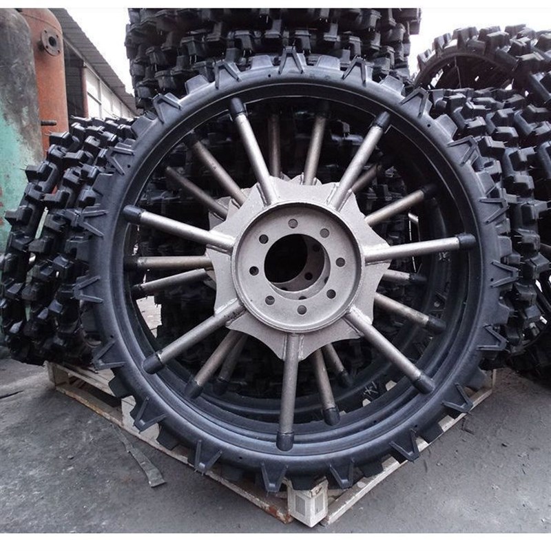 拖拉机四轮改装喷药插秧运苗植保施肥高架车橡胶实心窄轮胎行走轮