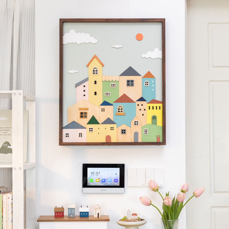 阿楹 2023新款竖版电表箱装饰画奶油风简约高级感弱电配电箱遮挡