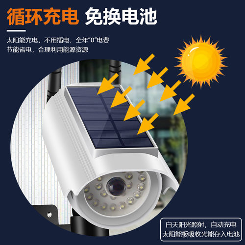 太阳能庭院灯假监控仿真摄像头户外人体感应壁灯家用照明超亮路灯