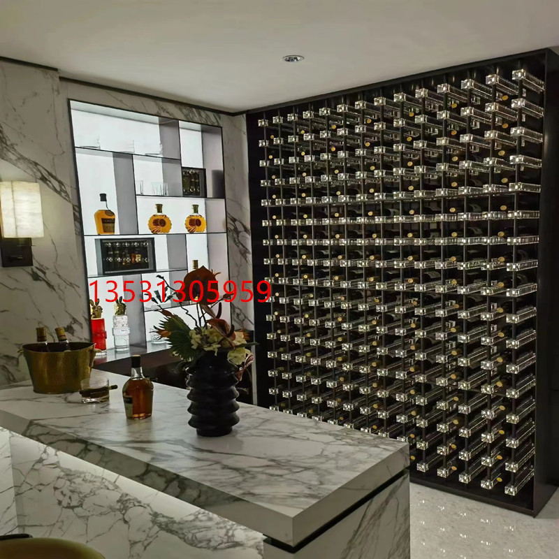 网红新款不锈钢亚克力发光酒架不锈钢酒柜透明红酒展示架厂家直销