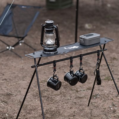 山趣户外露营置物架托盘灯架子便携式铝合金收纳挂架野营三角支架