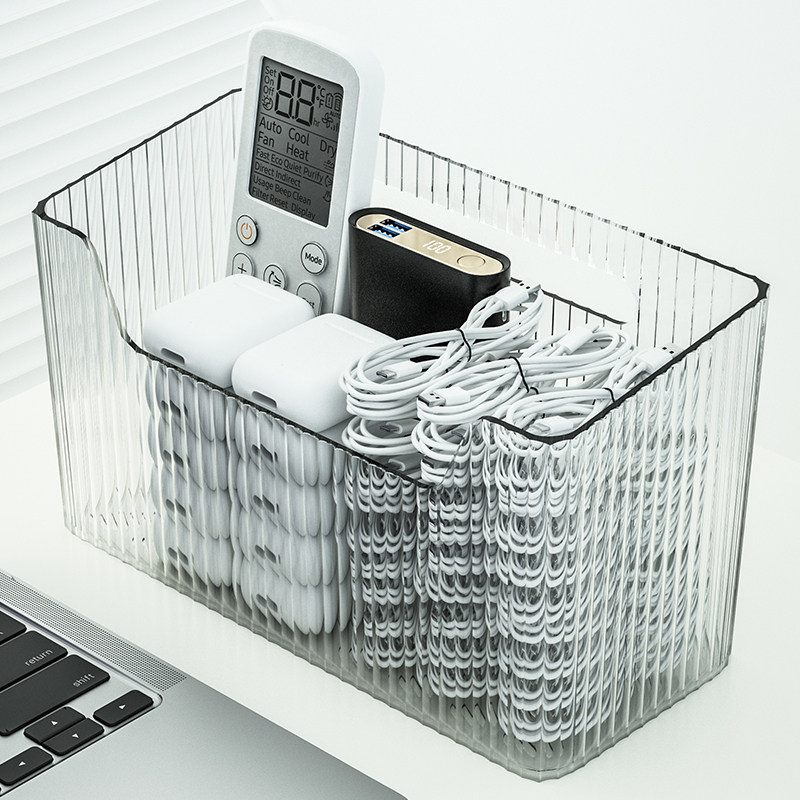 手机数据线遥控器收纳盒桌面杂物小物件钥匙透明盒子置物架壁挂式