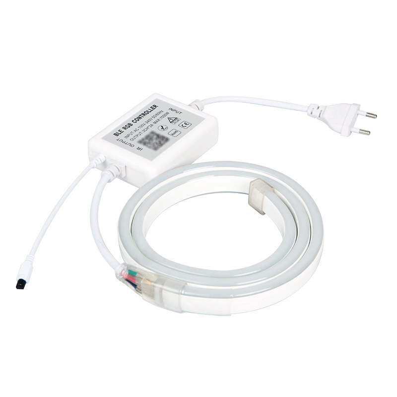 LED柔性RGB霓虹灯带手机APP遥控七彩渐变220V软灯条工程户外防水