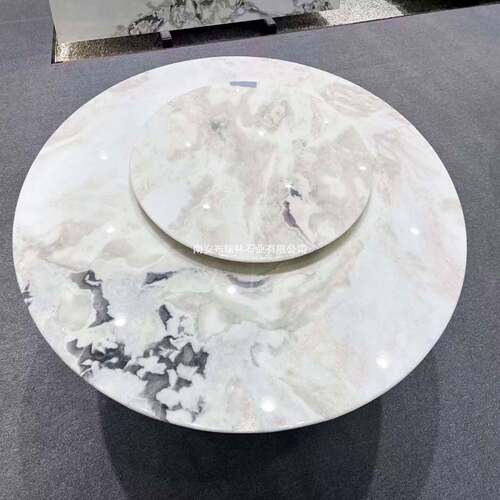 餐桌带桌子大理石茶几转盘分迪白电视背景墙芬迪白芬迪白大理石