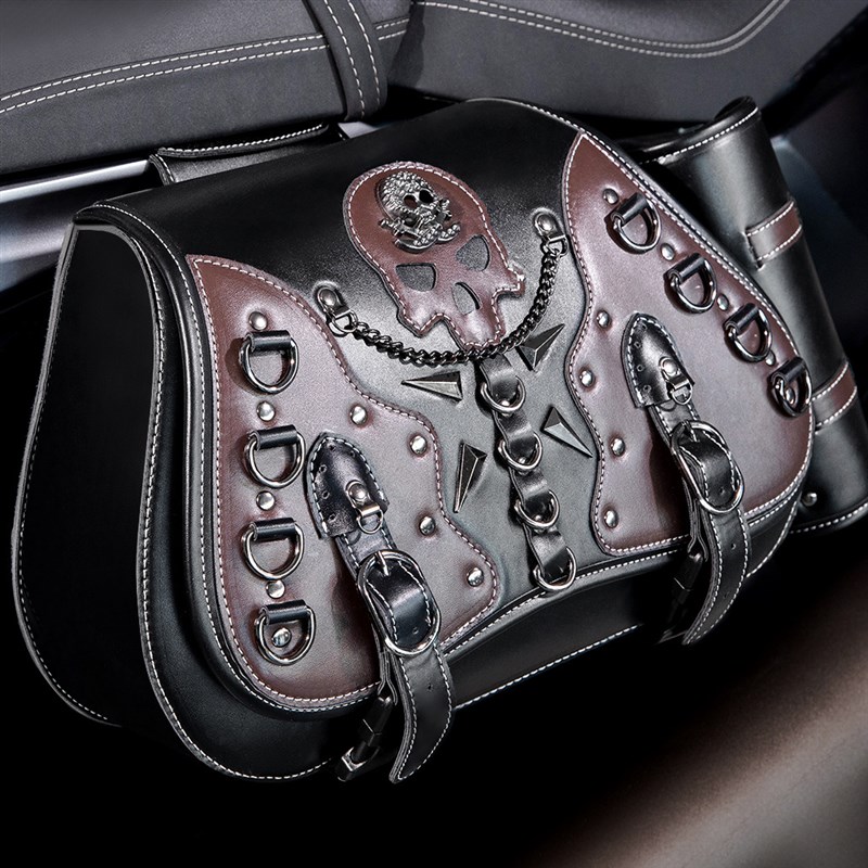 适用哈雷灰石大韩GV摩瑞侧皮边包潮流骷髅挂包香帅建设肥霸马鞍包