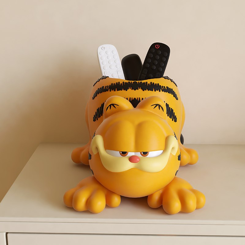 加菲猫周边客厅桌面遥控器笔筒多功能收纳盒搬家生日礼物装饰摆件