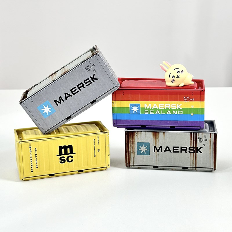 微缩集装箱模型收纳盒免打孔磁吸装饰盒冰箱贴迷你铁皮货运车厢盒